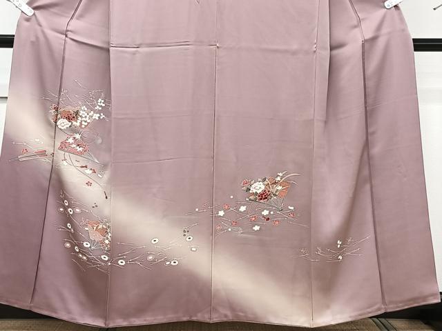 平和屋着物■訪問着 檜扇花文 暈し染め 金銀彩 正絹 逸品 CABF8163xi