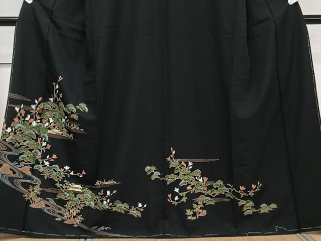 平和屋着物■豪華黒留袖 流水風景文 金彩 正絹 逸品 CABF8178xi
