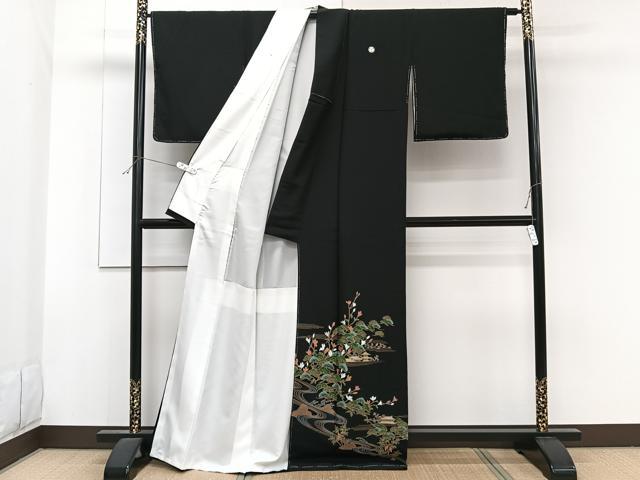 平和屋着物■豪華黒留袖 流水風景文 金彩 正絹 逸品 CABF8178xi