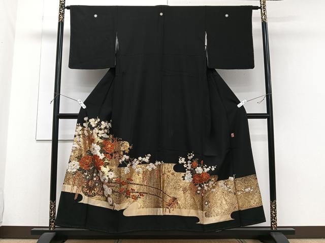 平和屋着物■豪華黒留袖 作家物 花車文 金彩 正絹 逸品 CABF8186xi