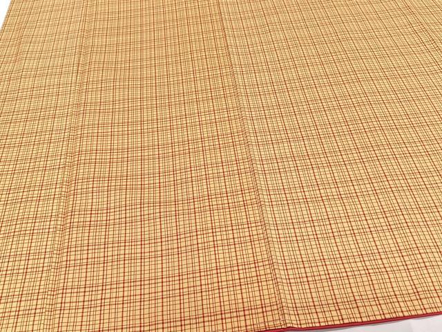 平和屋着物■上質な紬 格子文 正絹 逸品 未使用 CABF8207xi