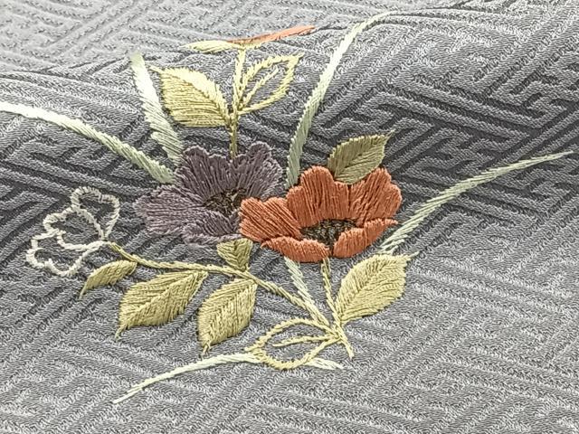平和屋着物■訪問着 絞り スワトウ刺繍 流水草花文 正絹 逸品 CABF8215xi