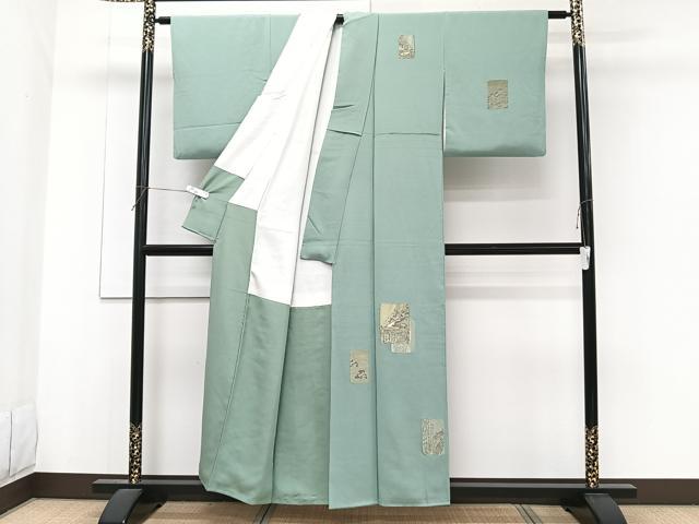 平和屋着物■訪問着 色紙風景文 寿光織 金糸 正絹 逸品 CABF8225xi