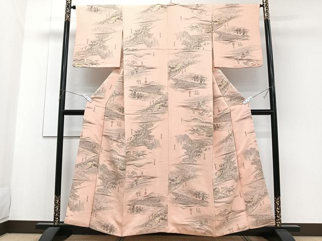 平和屋着物■上質な小紋 名勝風景文 金糸 正絹 逸品 CABF8229xi