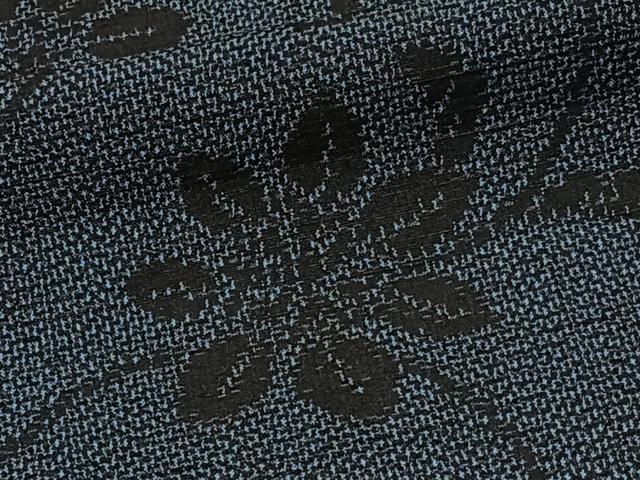 平和屋着物■上質な紬 花唐草文 黒地 正絹 逸品 CABF8239xi