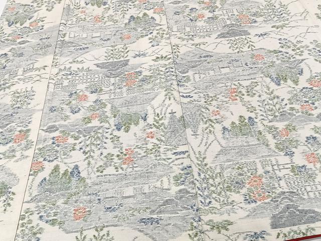 平和屋着物■小千谷紬 風景文 正絹 逸品 未使用 CABF8252xi