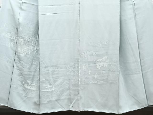 平和屋着物■訪問着 渡橋人物風景地紋 寿光織 正絹 逸品 CABF8274xi