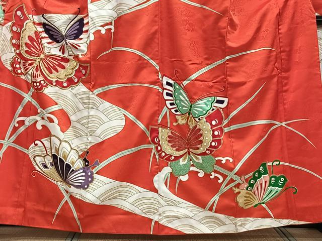 平和屋着物■振袖 駒刺繍 舞蝶文 金彩 洗える着物 CABF8283xi