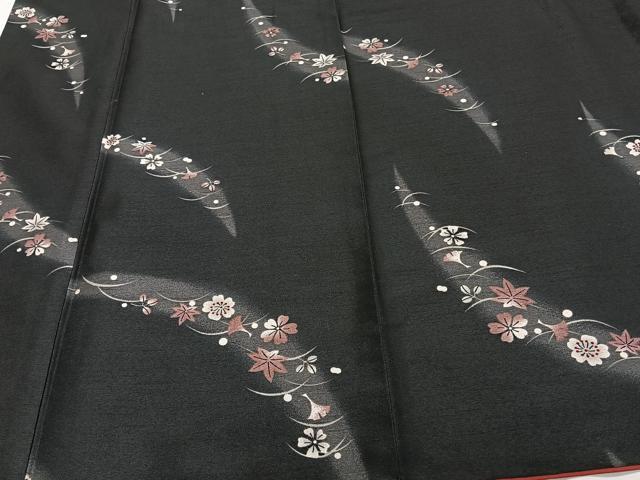 平和屋着物■小紋 芝花文 暈し染め 黒地 洗える着物 CABF8295xi