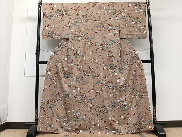 平和屋着物■小紋 枝花風景文 洗える着物 CABF8298xi