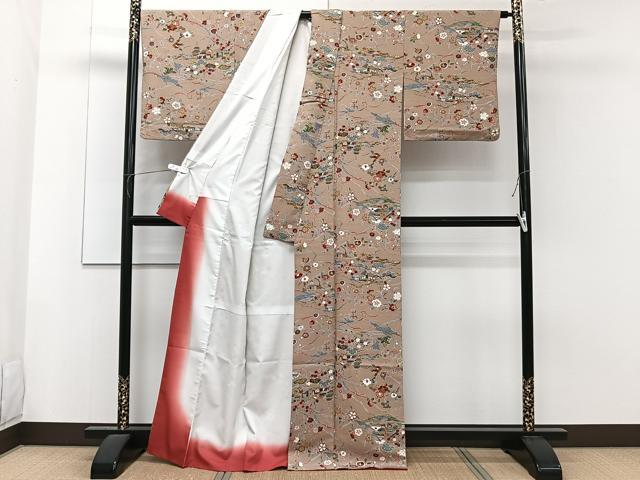 平和屋着物■小紋 枝花風景文 洗える着物 CABF8298xi