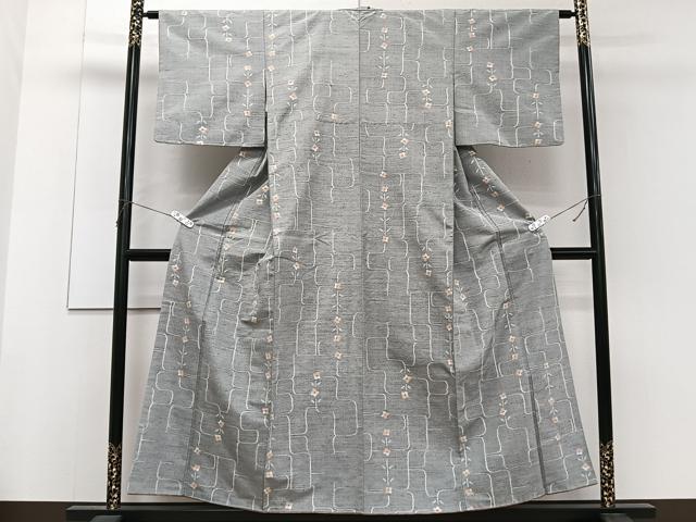平和屋着物■上質な紬 草花文 正絹 逸品 CABF8299xi