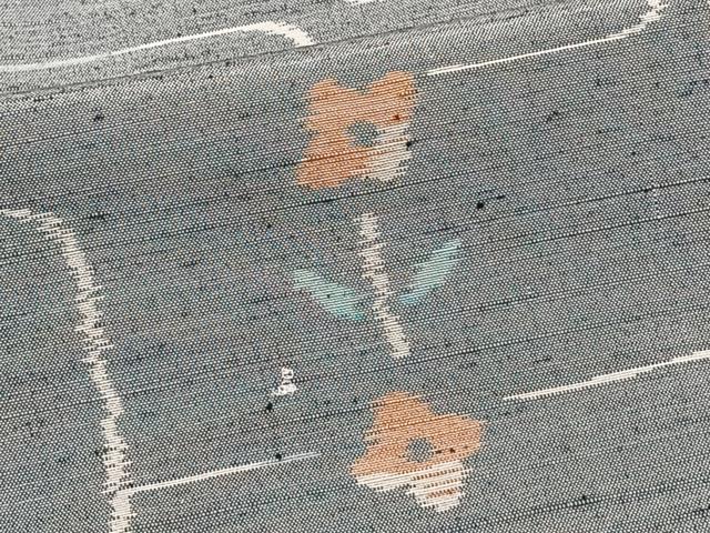 平和屋着物■上質な紬 草花文 正絹 逸品 CABF8299xi