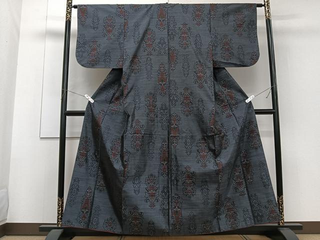 平和屋着物■本場大島紬 草花文 正絹 逸品 CABF8316xi
