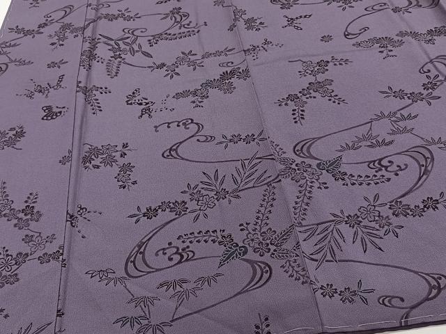 平和屋着物■上質な小紋 型染め 花蝶文 正絹 逸品 未使用 CABF8317xi