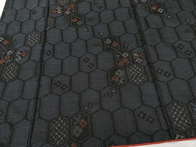 平和屋着物■本場大島紬 横絣 亀甲花文 正絹 逸品 CABF8320xi