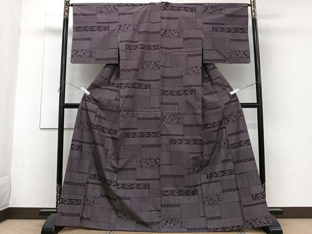 平和屋着物■上質な紬 横段花文 正絹 逸品 CABF8322xi