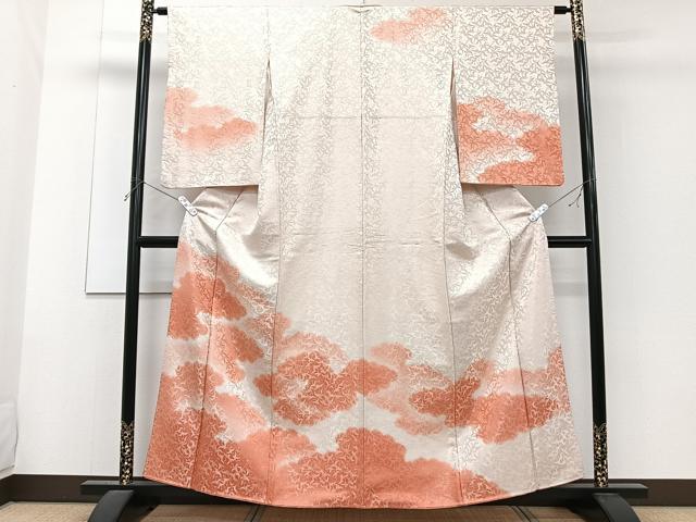 平和屋着物■訪問着 雲取り飛鶴地紋 銀通し地 正絹 逸品 CABF8327xi