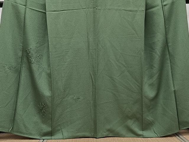 平和屋着物■中国三大刺繍 スワトウ刺繍 総刺繍 無地絵羽訪問着 花車文 老竹色 正絹 逸品 CABF8341xi