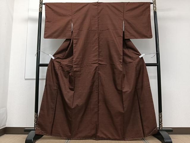 平和屋着物■上質な紬 格子 黒地 正絹 逸品 CABF8344xi