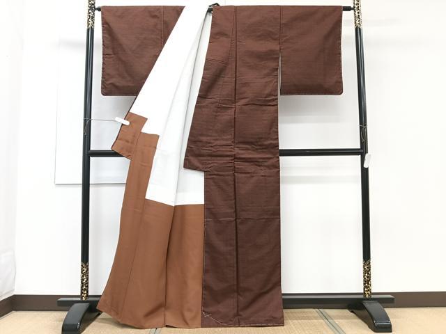 平和屋着物■上質な紬 格子 黒地 正絹 逸品 CABF8344xi