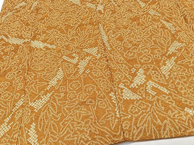 平和屋着物■上質な小紋 総絞り 草花地紋 正絹 逸品 未使用 CABF8359xi