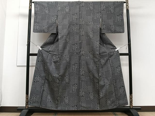平和屋着物■上質な紬 色紙重ね草花文 正絹 逸品 CABF8362xi