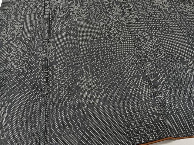 平和屋着物■上質な紬 色紙重ね草花文 正絹 逸品 CABF8362xi