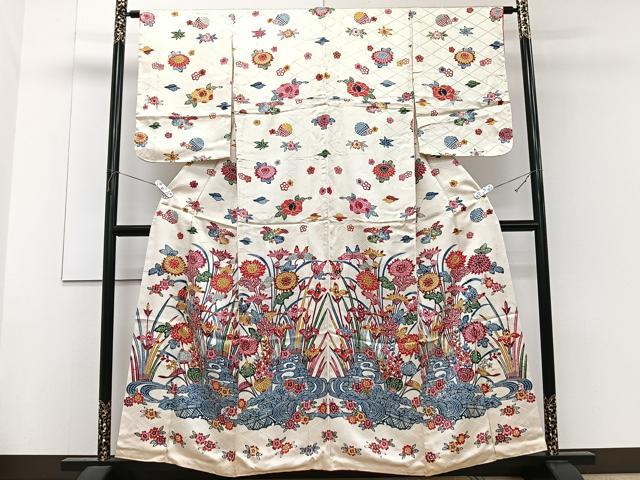 平和屋着物■訪問着 型染め 花蝶文 高島屋扱い 正絹 逸品 CABF8366xi
