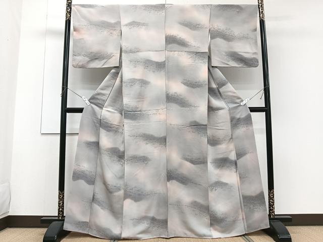 平和屋着物■上質な小紋 樹林文 地紋お越し 暈し染め 正絹 逸品 CABF8371xi
