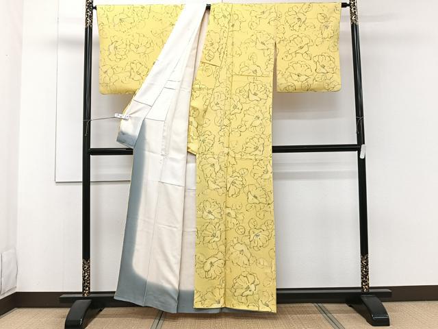 平和屋着物■上質な小紋 手描き 草花文 暈し染め 正絹 逸品 CABF8388xi