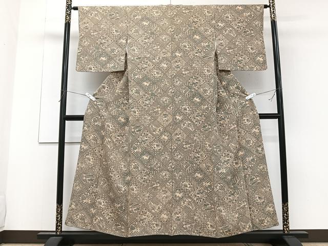 平和屋着物■上質な小紋 菱草花文 正絹 逸品 CABF8389xi