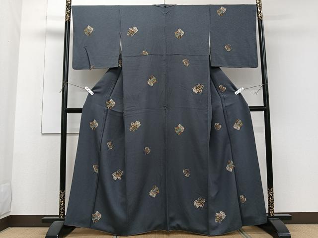 平和屋着物■上質な小紋 草花文 正絹 逸品 CABF8395xi