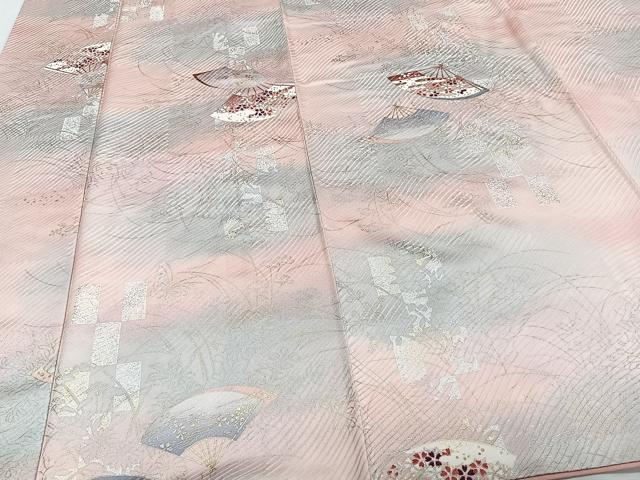 平和屋着物■上質な小紋 扇花文 金銀彩 正絹 逸品 CABF8398xi
