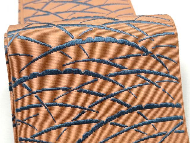 平和屋着物●男性 本場筑前博多織 両面 角帯 芝草文 正絹 逸品 CABF8406hy