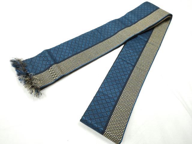 平和屋着物●男性 本場筑前博多織 両面 角帯 間道 正絹 逸品 CABF8411hy