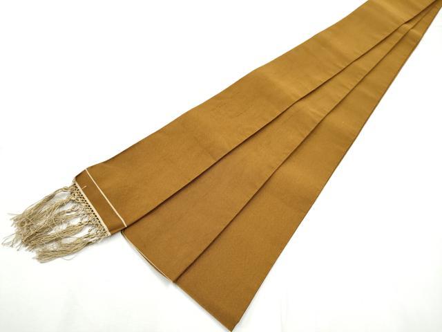 平和屋着物●男性 爪掻き本綴れ 角帯 色無地 柿茶色 正絹 逸品 CABF8458hy