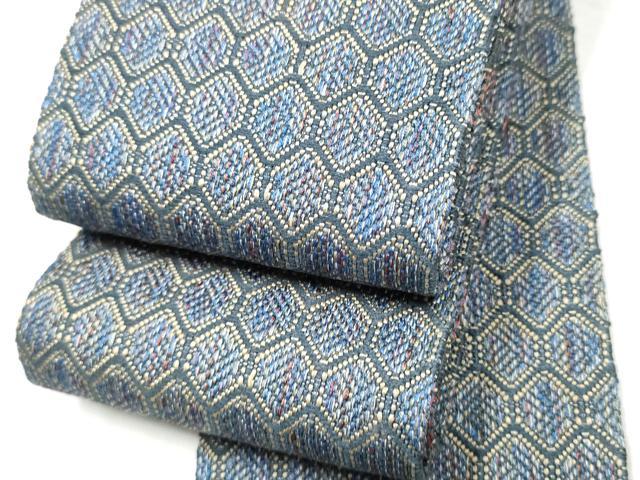 平和屋着物●男性 本場筑前博多織 角帯 亀甲繋ぎ 証紙付き 正絹 逸品 CABF8483hy