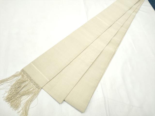 平和屋着物●男性 爪掻き本綴れ 角帯 色無地 練色 正絹 逸品 CABF8489hy