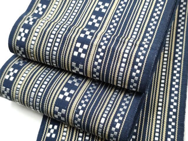 平和屋着物●男性 本場筑前博多織 角帯 間道 正絹 逸品 CABF8558hy