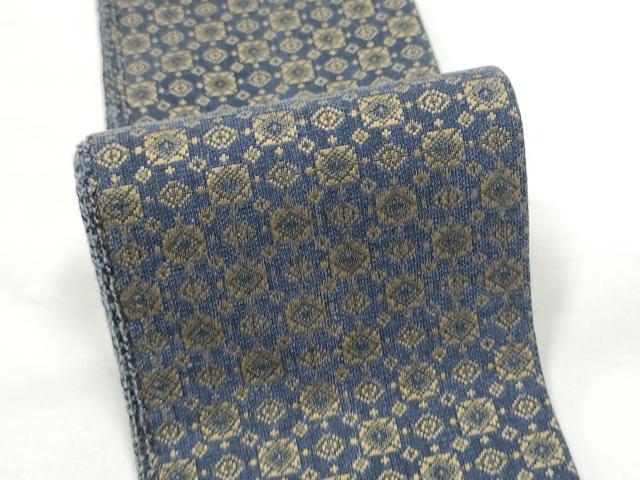 平和屋着物●男性 本場筑前博多織 角帯 市松吉祥文 正絹 逸品 CABF8586hy