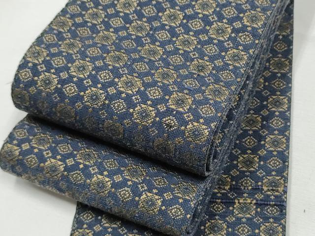 平和屋着物●男性 本場筑前博多織 角帯 市松吉祥文 正絹 逸品 CABF8586hy