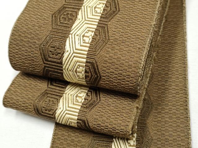 平和屋着物●男性 本場筑前博多織 角帯 亀甲花文 正絹 逸品 CABF8596hy