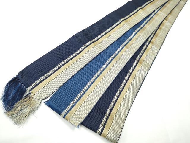平和屋着物●男性 本場筑前博多織 角帯 間道 正絹 逸品 CABF8611hy