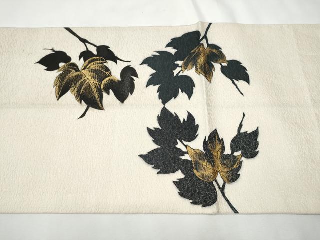 平和屋着物●太鼓柄袋帯 枝葉文 金通し地 正絹 逸品 CABF8628hy