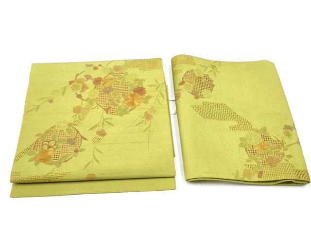 平和屋着物●中国三大刺繍 スワトウ相良刺繍 総刺繍 ワンタッチつけ帯 紬地 やまと誂製 説明書・専用帯板付き 正絹 逸品 未使用 DABA1863ps 平和屋着物○中国三大刺繍 スワトウ相良刺繍 総刺繍 九寸名古屋帯 紬地