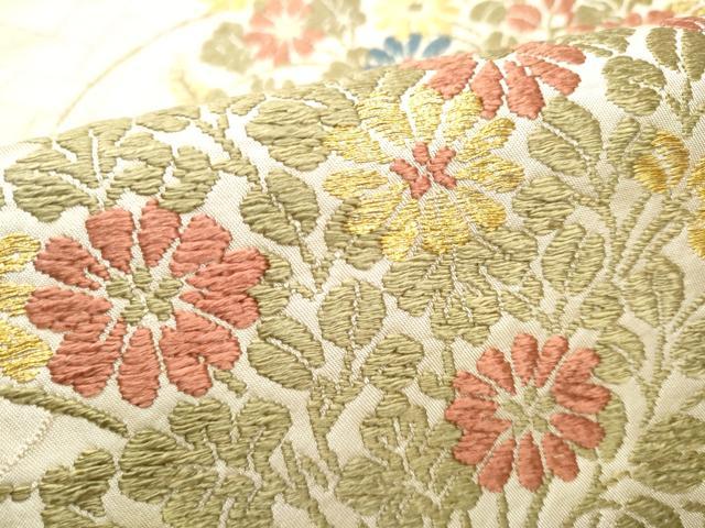 平和屋着物●九寸名古屋帯 唐織 草花文 金糸 正絹 逸品 CABF8682hy