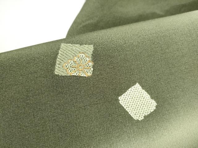平和屋着物●九寸名古屋帯 総刺繍 色紙草花文 金糸 正絹 逸品 CABF8691hy