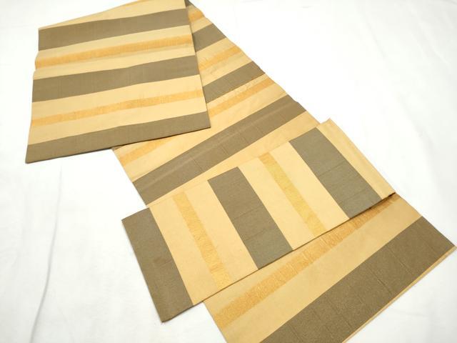 平和屋着物●東京京和工藝 つけ帯 横段文 金糸 たとう紙付き 正絹 逸品 CABF8712hy