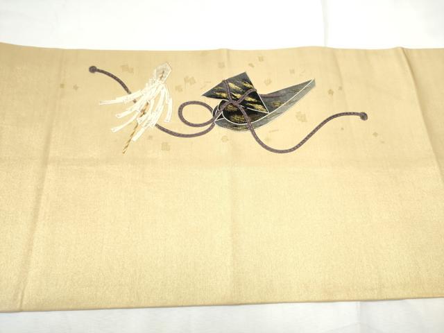 平和屋着物●太鼓柄袋帯 総刺繍 動物器物文 金糸 正絹 逸品 CABF8739hy